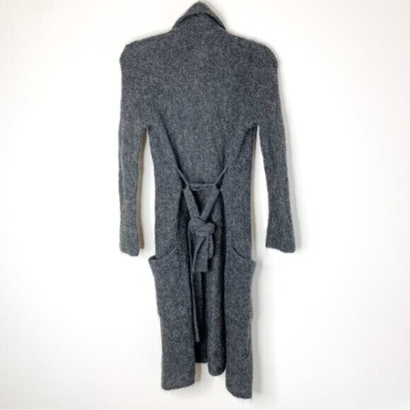 Aritzia Long Cardigan Sweater Duster Mohair Wool Blend Belted Grey Whimsigoth - Picture 16 of 16